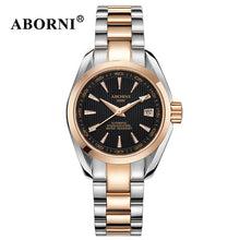 Load image into Gallery viewer, ABORNI Women Automatic Mechanical Watches Classic WristWatch Business Fashion Leather Steel Strap Ladies Wrist Watch Reloj Mujer