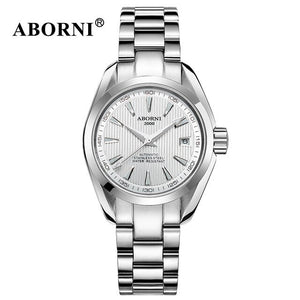 ABORNI Women Automatic Mechanical Watches Classic WristWatch Business Fashion Leather Steel Strap Ladies Wrist Watch Reloj Mujer