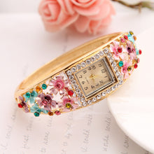 Load image into Gallery viewer, MINHIN Brand Luxury Bangle Watch Ladies Crystal Flower Bracelet Women Lovely Gift Dress Quartz Watch Gold Plated Wristwatch