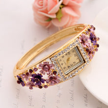 Load image into Gallery viewer, MINHIN Brand Luxury Bangle Watch Ladies Crystal Flower Bracelet Women Lovely Gift Dress Quartz Watch Gold Plated Wristwatch