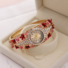 Load image into Gallery viewer, MINHIN Brand Luxury Bangle Watch Ladies Crystal Flower Bracelet Women Lovely Gift Dress Quartz Watch Gold Plated Wristwatch