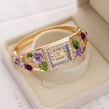 Load image into Gallery viewer, MINHIN Brand Luxury Bangle Watch Ladies Crystal Flower Bracelet Women Lovely Gift Dress Quartz Watch Gold Plated Wristwatch