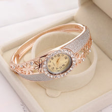 Load image into Gallery viewer, MINHIN Brand Luxury Bangle Watch Ladies Crystal Flower Bracelet Women Lovely Gift Dress Quartz Watch Gold Plated Wristwatch
