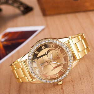 Zegarek Hot Sale Luxury Brand CH Women Casual Dress Quartz Watch Fashion Gold  Full Steel Crystal Bear Lady Digital Watch Reloj