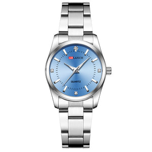 Women's Stainless Steel Small Watch Luxury Brand Quartz Ladies Dress Silver Blue Watch For Women Casual Waterproof Wristwatches