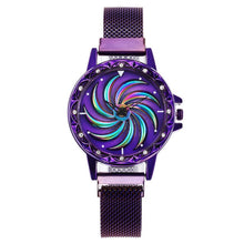 Load image into Gallery viewer, 360 Degree Rotation Women Mesh Magnet Buckle windmill Watch Luxury Fashion Ladies Gold watches Quartz Watch Relogio Feminino