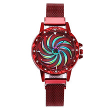 Load image into Gallery viewer, 360 Degree Rotation Women Mesh Magnet Buckle windmill Watch Luxury Fashion Ladies Gold watches Quartz Watch Relogio Feminino