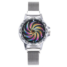 Load image into Gallery viewer, 360 Degree Rotation Women Mesh Magnet Buckle windmill Watch Luxury Fashion Ladies Gold watches Quartz Watch Relogio Feminino