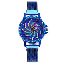 Load image into Gallery viewer, 360 Degree Rotation Women Mesh Magnet Buckle windmill Watch Luxury Fashion Ladies Gold watches Quartz Watch Relogio Feminino