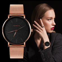 Load image into Gallery viewer, GENEVA Ultra-thin Women&#39;s Watch Business Watch Women Luxury Saat Rose Gold Mesh Stainless Steel Women&#39;s Watches Female Clock