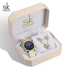 Load image into Gallery viewer, Shengke Rose Gold Watches Women Set Luxury Crystal Earrings Necklace Watches Set 2019 SK Ladies Quartz Watch Gifts For Women