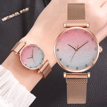 Load image into Gallery viewer, Fashionable Women Magnet Watches Luxury Ladies Alloy Strap Wristwatches Casual Female Starry SkyGradient Watch Relogio Feminino