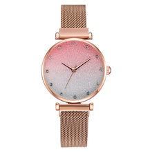 Load image into Gallery viewer, Fashionable Women Magnet Watches Luxury Ladies Alloy Strap Wristwatches Casual Female Starry SkyGradient Watch Relogio Feminino