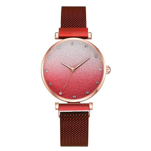 Fashionable Women Magnet Watches Luxury Ladies Alloy Strap Wristwatches Casual Female Starry SkyGradient Watch Relogio Feminino