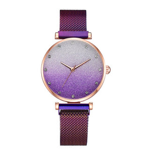 Fashionable Women Magnet Watches Luxury Ladies Alloy Strap Wristwatches Casual Female Starry SkyGradient Watch Relogio Feminino