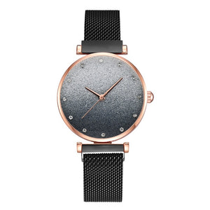 Fashionable Women Magnet Watches Luxury Ladies Alloy Strap Wristwatches Casual Female Starry SkyGradient Watch Relogio Feminino