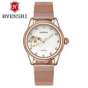 HVENSHI Watch women Automatic Waterproof Top Brand Mechanical Watches Full Stainless steel Rose Gold Clocks Elegant Ladies Watch