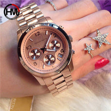 Load image into Gallery viewer, 2018 Classic Women Rose Gold Top Brand Luxury Laides Dress Business Fashion Casual Waterproof Watches Quartz Calendar Wristwatch