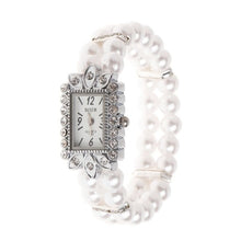 Load image into Gallery viewer, Women Watch Simulated Pearl Rhinestone Luxury Elegant Wrist Band Bracelet Jewelry Gifts Lady Elastic Universal Charms