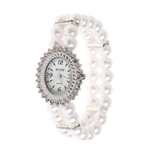Load image into Gallery viewer, Women Watch Simulated Pearl Rhinestone Luxury Elegant Wrist Band Bracelet Jewelry Gifts Lady Elastic Universal Charms