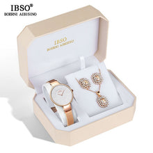 Load image into Gallery viewer, IBSO Brand Women Crystal Design Watch Set Female Jewelry Set Fashion Creative Quartz Watch Earring Necklace Set Lady's Gift