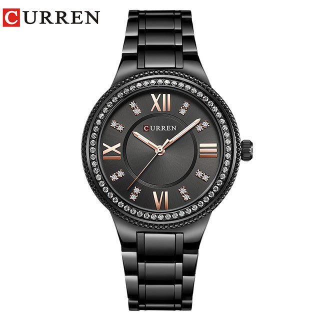 CURREN women watches fashion luxury watch fashion All Stainless Steel High Quality Diamond Ladies Watch Women Rhinestone Watches