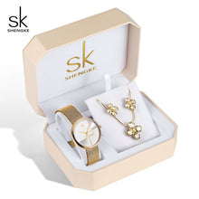Load image into Gallery viewer, Shengke Rose Gold Watches Women Set Luxury Crystal Earrings Necklace Watches Set 2019 SK Ladies Quartz Watch Gifts For Women