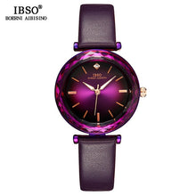 Load image into Gallery viewer, IBSO Brand Luxury Women Crystal Watches Fashion Cut Glass Design Wrist Watch For Female Leather Quartz Watch Montre Femme