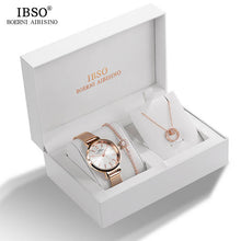Load image into Gallery viewer, IBSO Brand Women Crystal Design Watch Bracelet Necklace Set Female Jewelry Set Fashion Creative Quartz Watch Lady's Gift