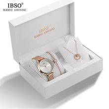 Load image into Gallery viewer, IBSO Brand Women Crystal Design Watch Bracelet Necklace Set Female Jewelry Set Fashion Creative Quartz Watch Lady's Gift