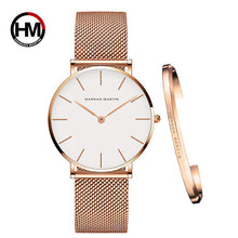 Load image into Gallery viewer, Women Watch 1 set Bracelet Japan Quartz Movement Simple Waterproof Rose Gold Stainless Steel Mesh Ladies watch relogio feminino