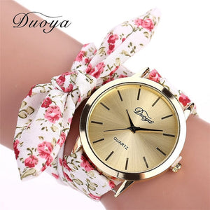 Fashion Women's Flower Star Bow Wristwatch Scarf Band Party Casual Watch relogio feminino Montre Femme Women Gift 328